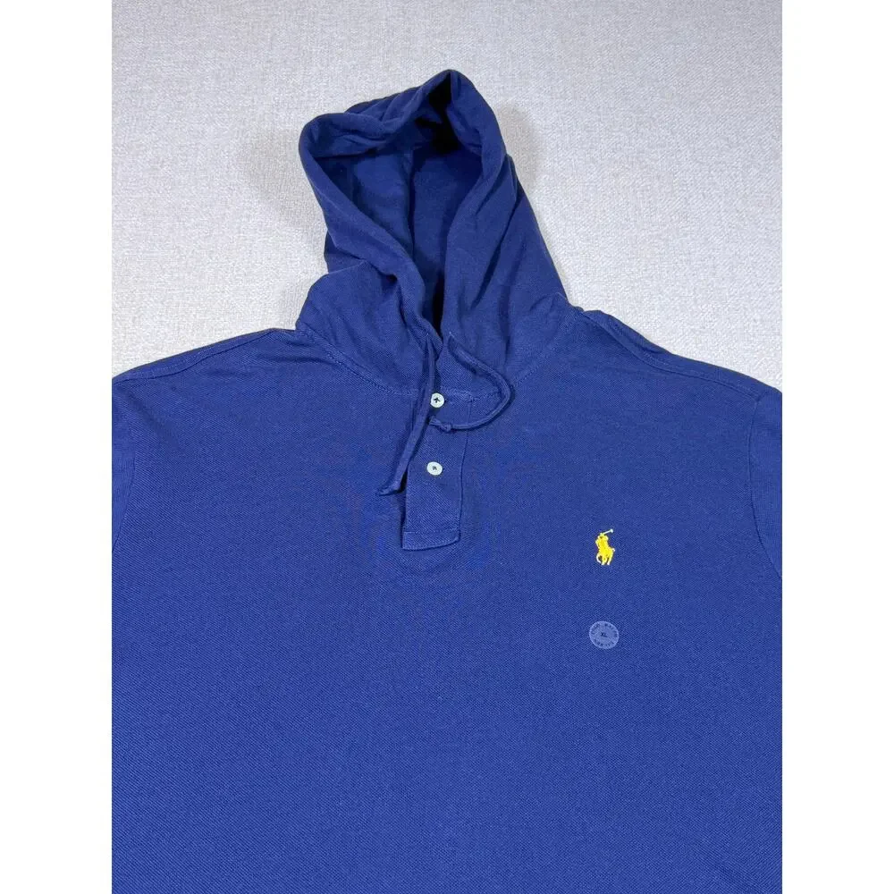 NWOT Polo Ralph Lauren Men XL Blue Long Sleeve Hooded Pullover Ivy League Shirt